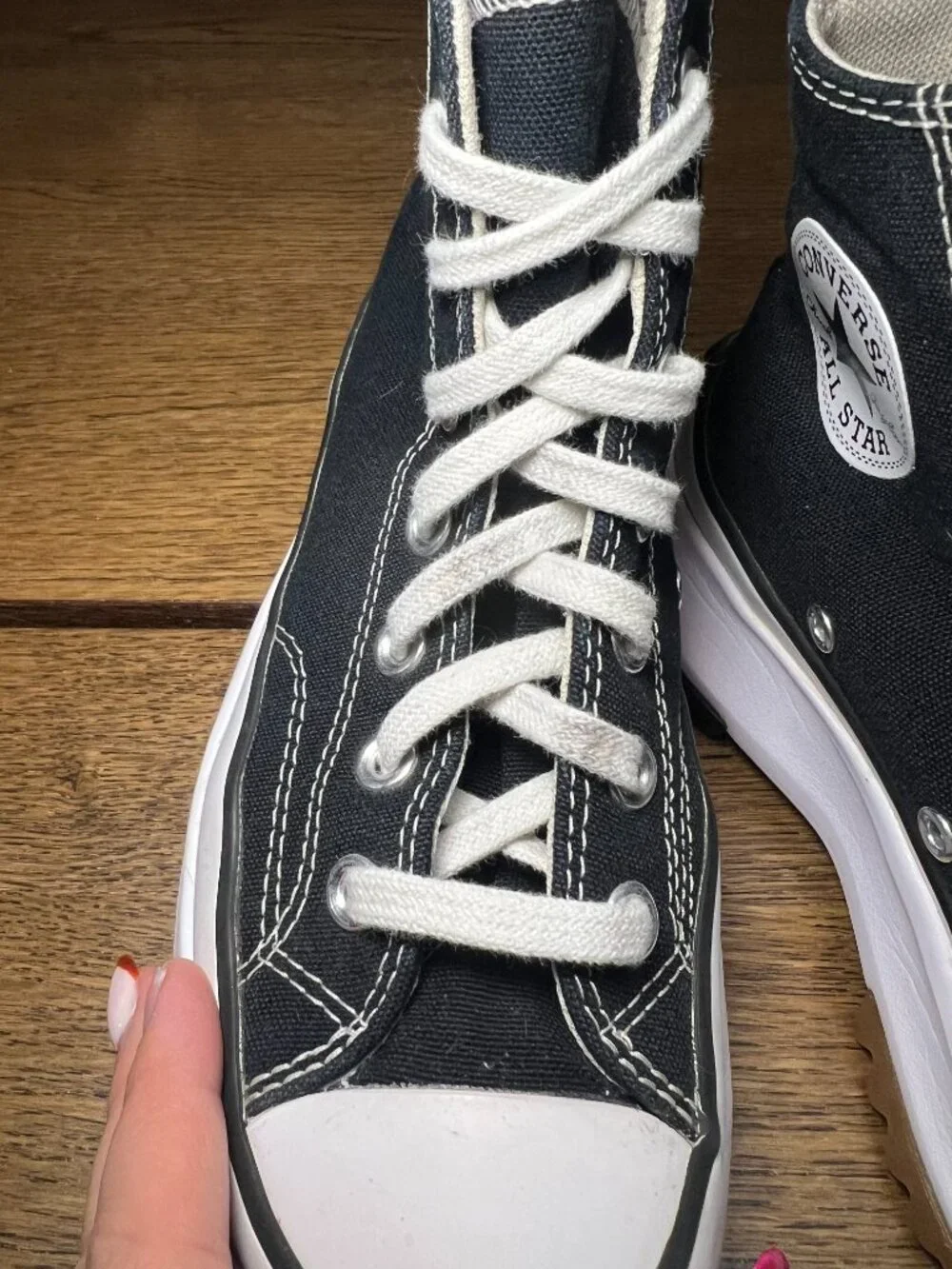 Converse Run Star Hike Platform Black White Canvas Sneakers Womens 6.5/Mens 5 - Picture 5 of 11